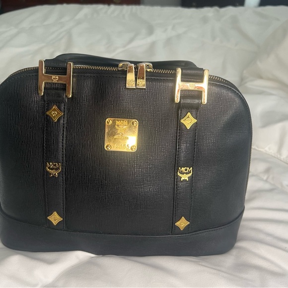 MCM Black Satchel with Gold Hardware - Picture 2 of 15